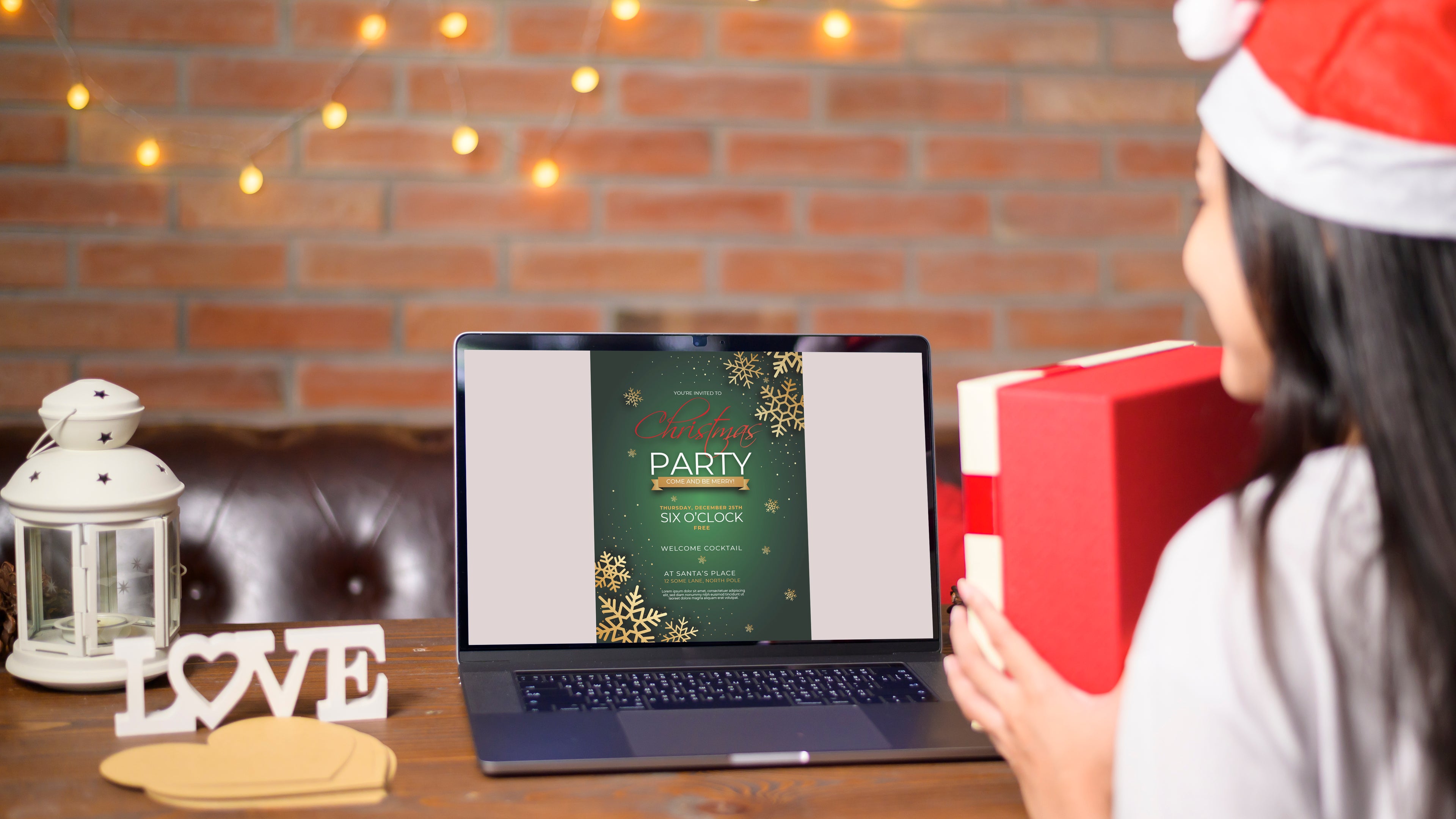 Christmas Digital Invite | Customizable Design | Aesthetic Snowflake Backdrop | Digital Layout Download