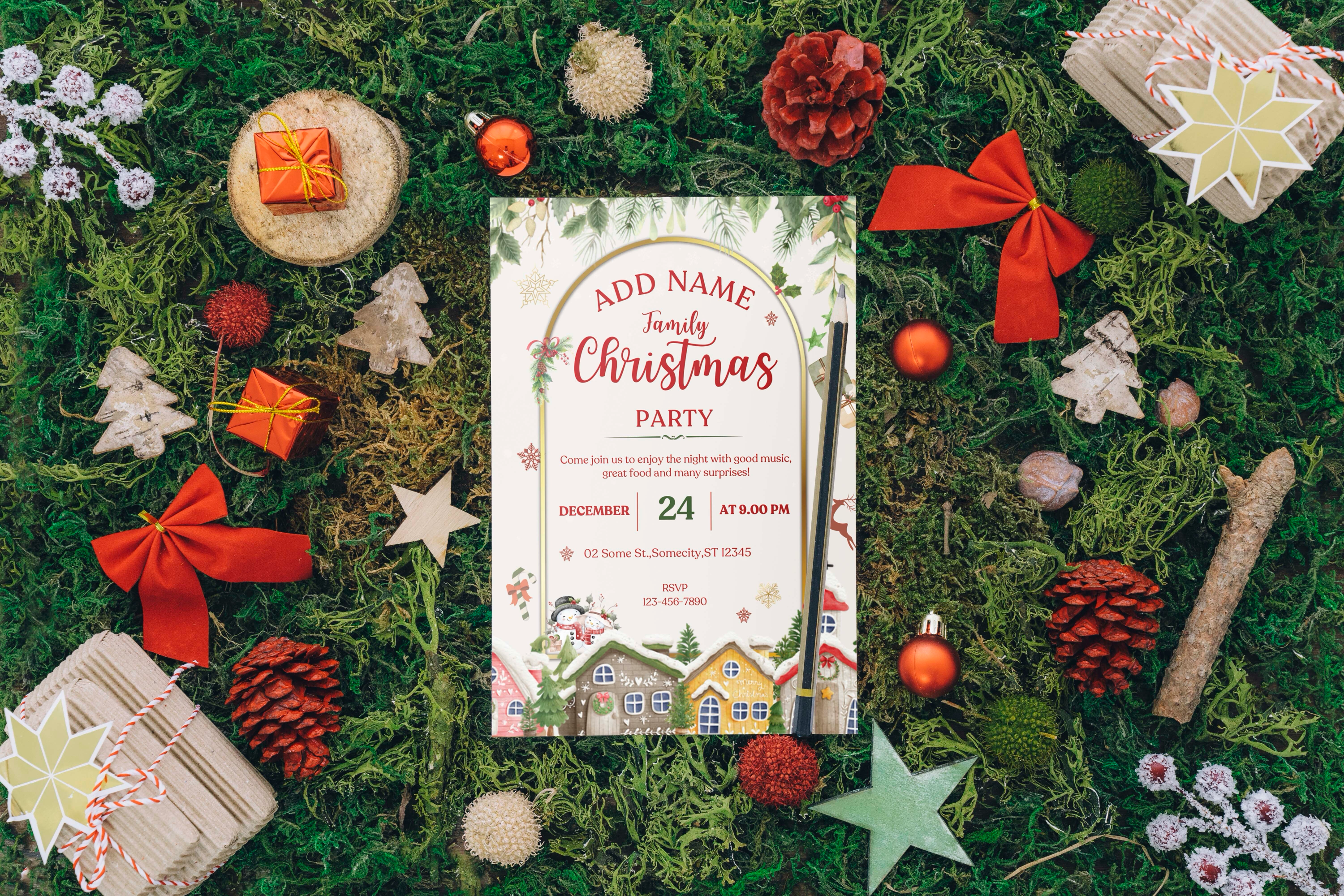 Christmas Digital Invite | Customizable Design | Aesthetic Homes Backdrop | Digital Layout Download