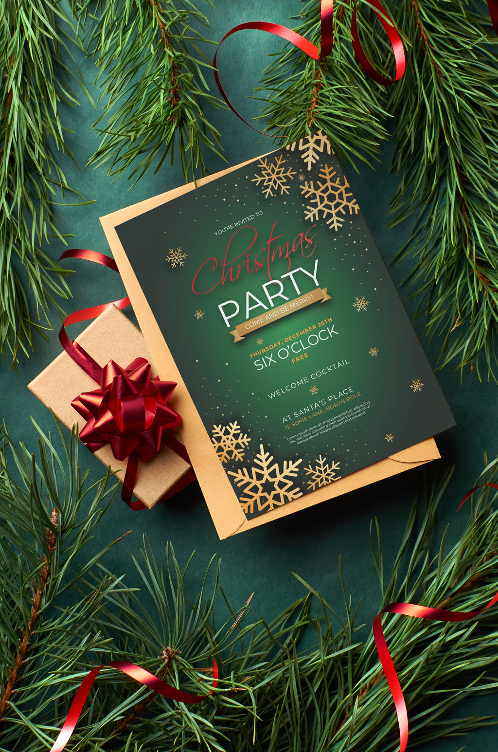 Christmas Digital Invite | Customizable Design | Aesthetic Snowflake Backdrop | Digital Layout Download