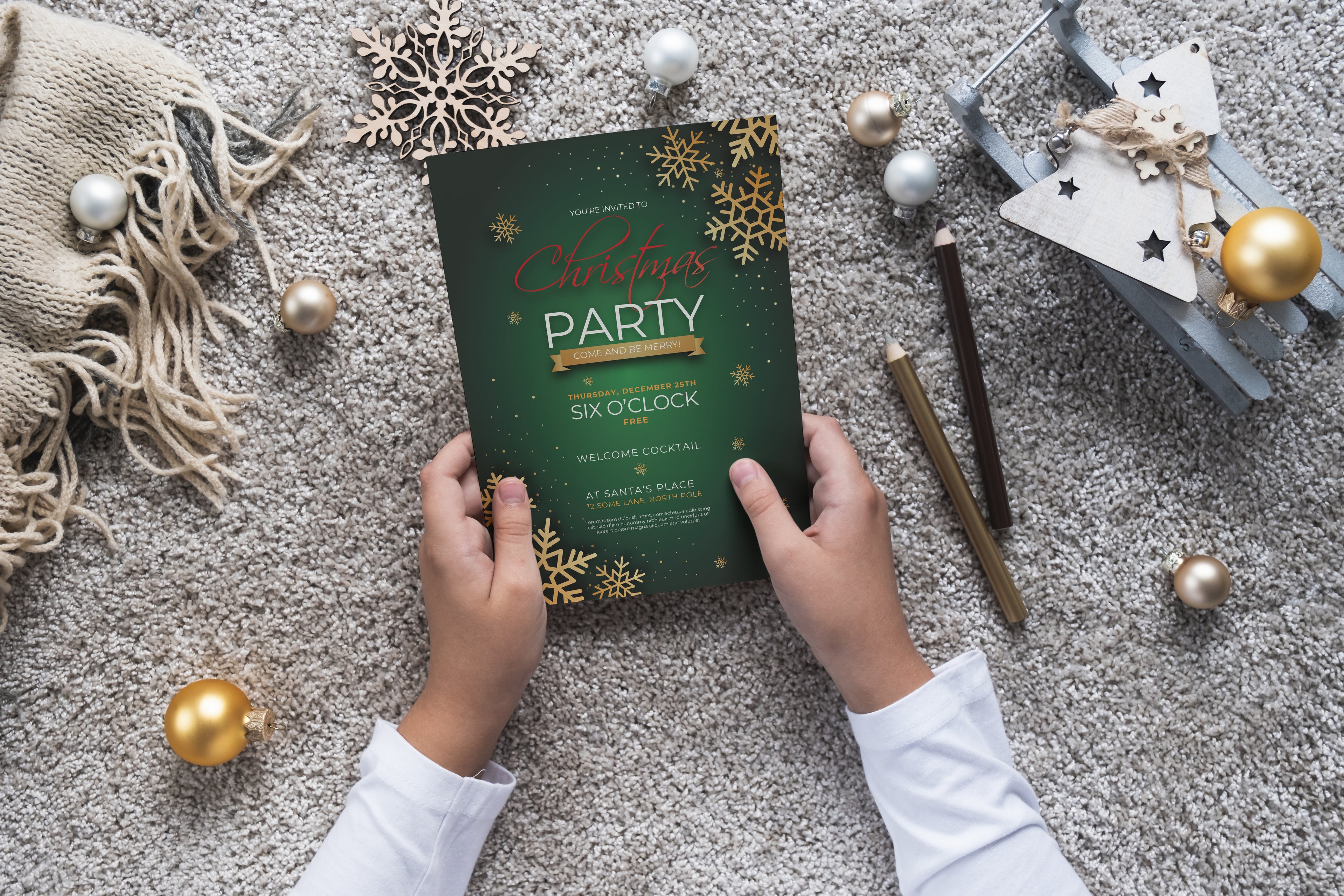 Christmas Digital Invite | Customizable Design | Aesthetic Snowflake Backdrop | Digital Layout Download