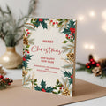 Christmas Digital Card | Customizable Design | Aesthetic Plants Backdrop | Digital Layout Download