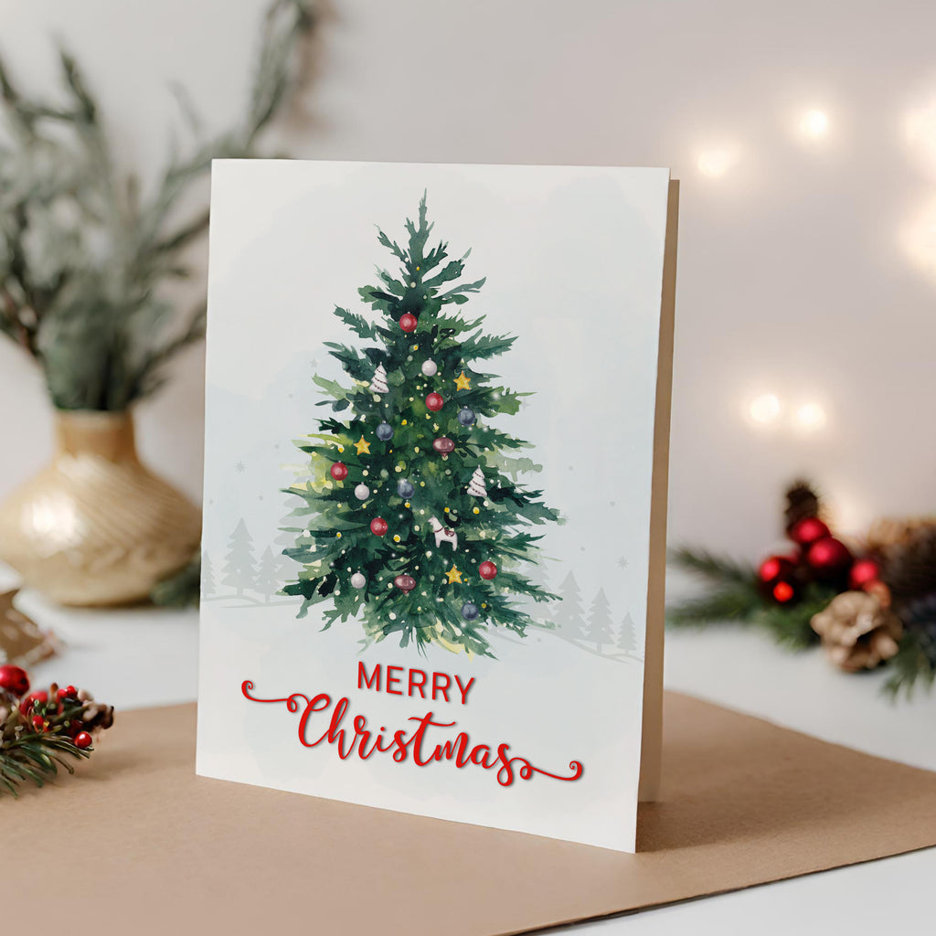 Christmas Digital Card | Customizable Design | Aesthetic Tree Lights Backdrop | Digital Layout Download