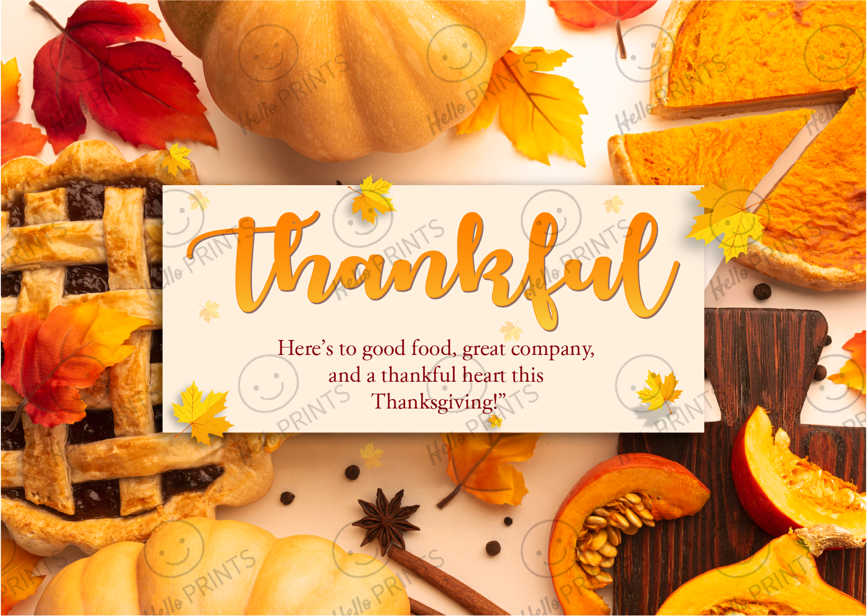 Thanksgiving Digital Card | Customizable Message | Aesthetic Pie Backdrop | Digital Layout Download