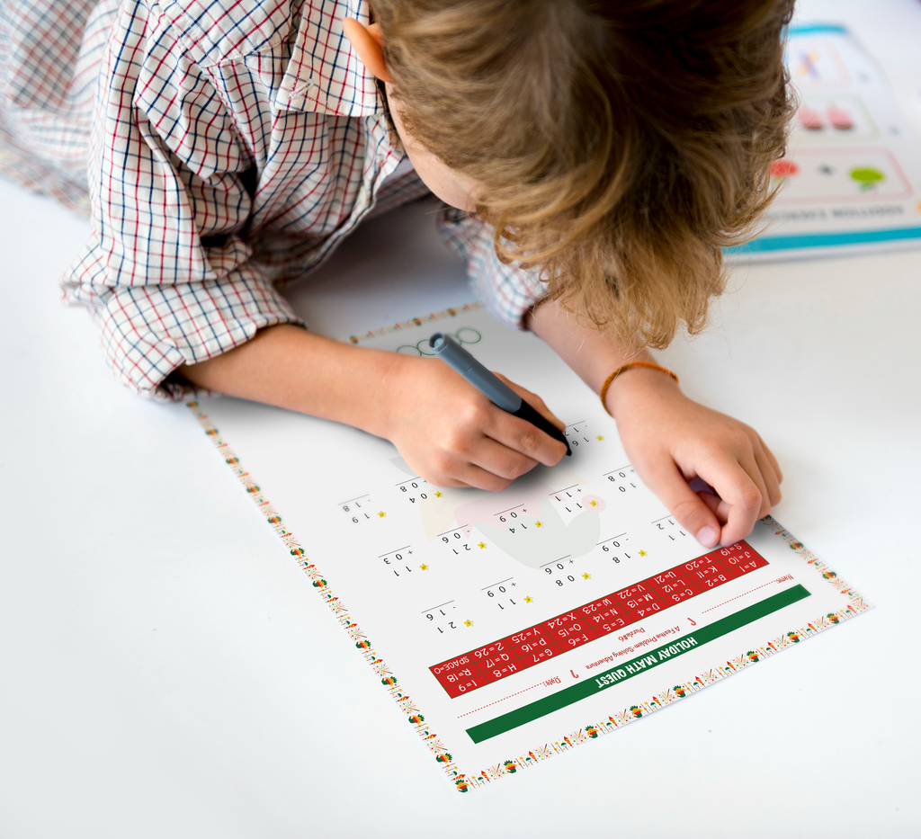 Christmas Math Worksheets for Kids | Addition and Subtraction Problems + Word Puzzle | Educational Activity Pack | Printable Activity Pack