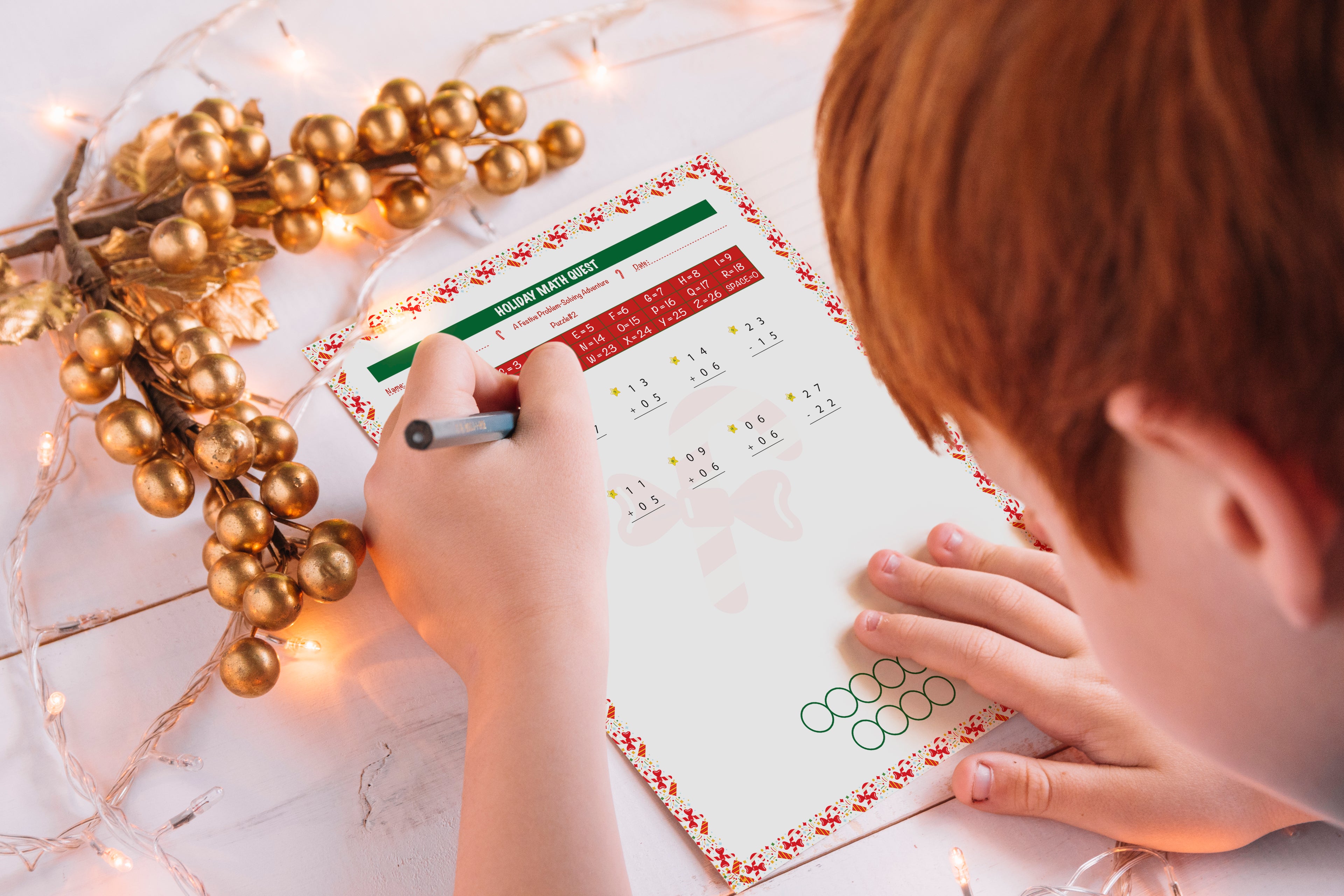 Christmas Math Worksheets for Kids | Addition and Subtraction Problems + Word Puzzle | Educational Activity Pack | Printable Activity Pack