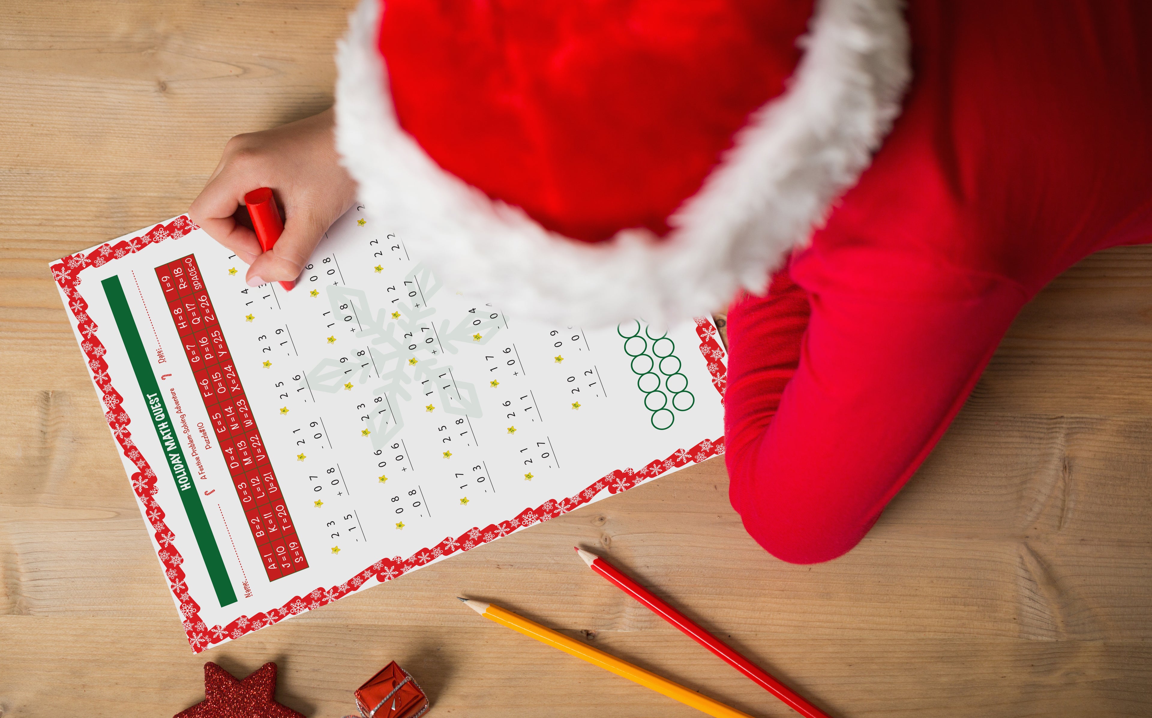 Christmas Math Worksheets for Kids | Addition and Subtraction Problems + Word Puzzle | Educational Activity Pack | Printable Activity Pack